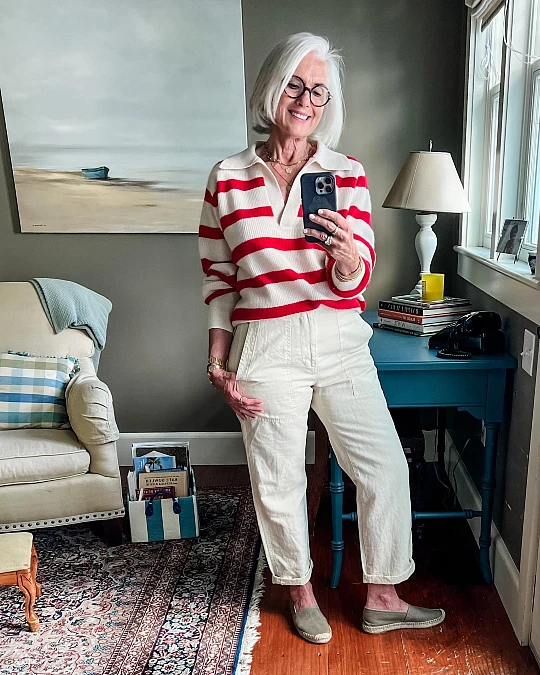 Striped Sweater + Utility Pants + Espadrilles