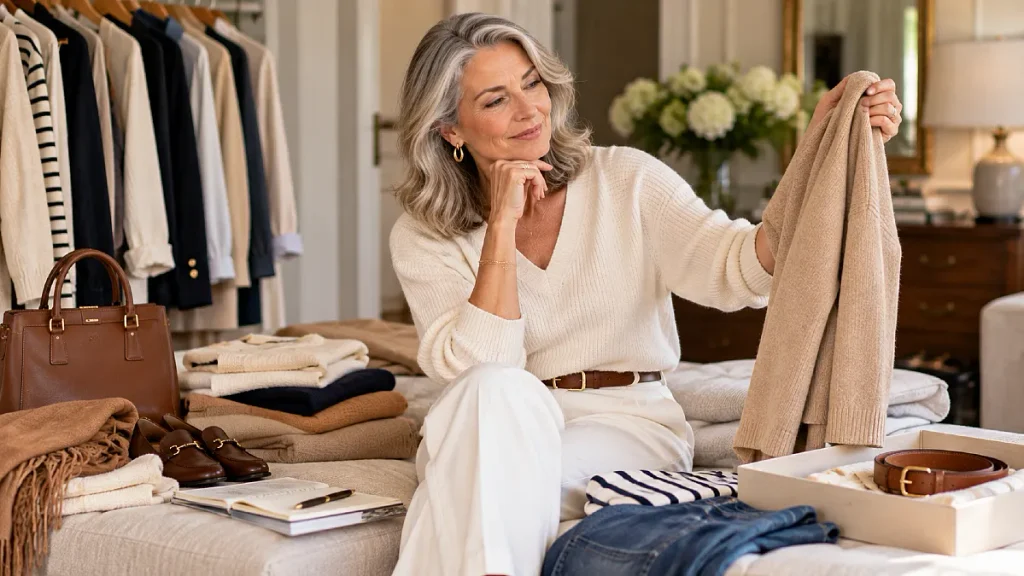 Thoughtful wardrobe shopping for old money style over 50
