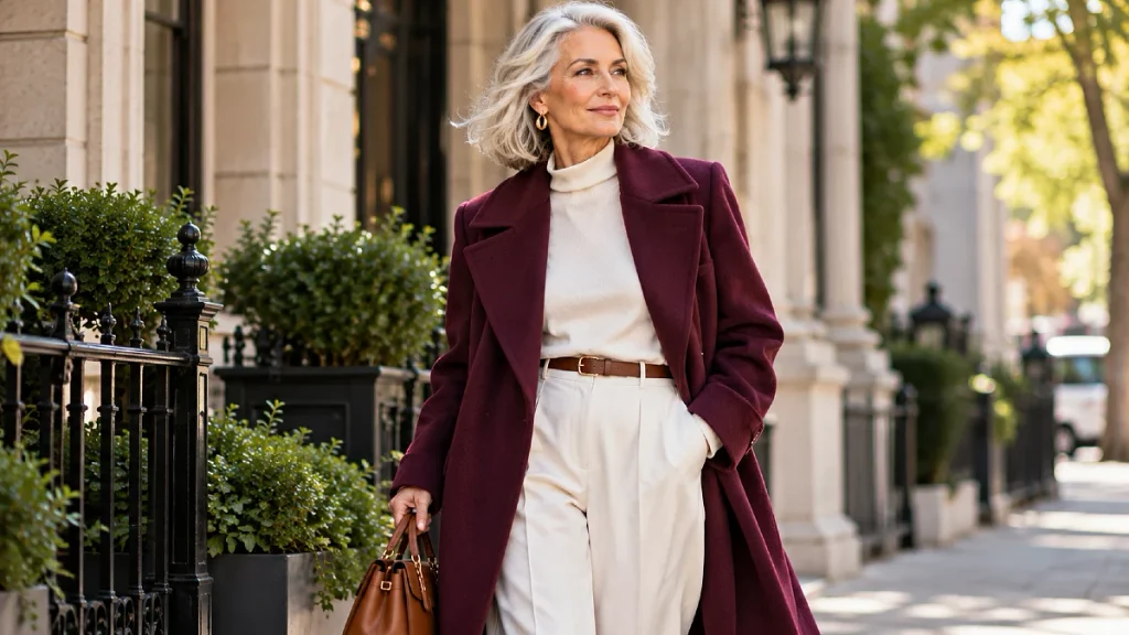 Elegant coat styling inspired by Helen Mirren