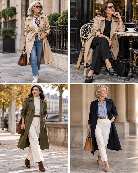 Woman wearing a versatile trench coat outfit
