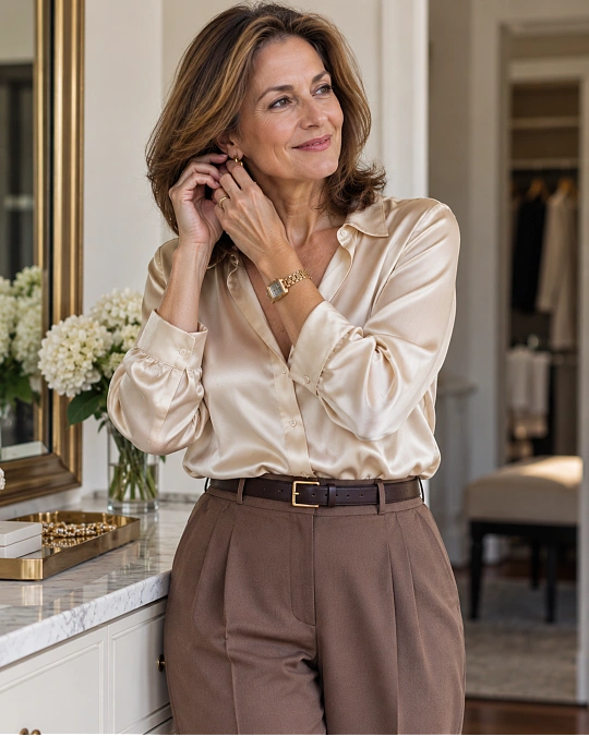 Polished details for wearing silk over 50