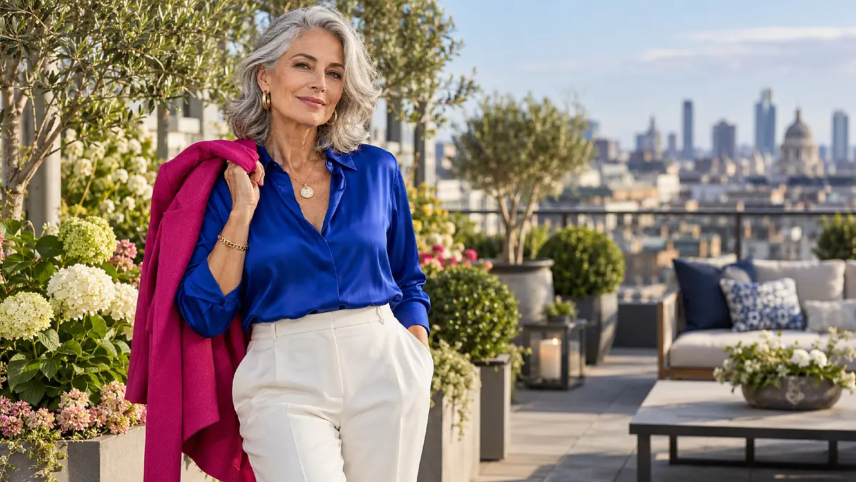 How to Style Outfits Around Your Grey Hair Over 50 With Colors That Actually Pop