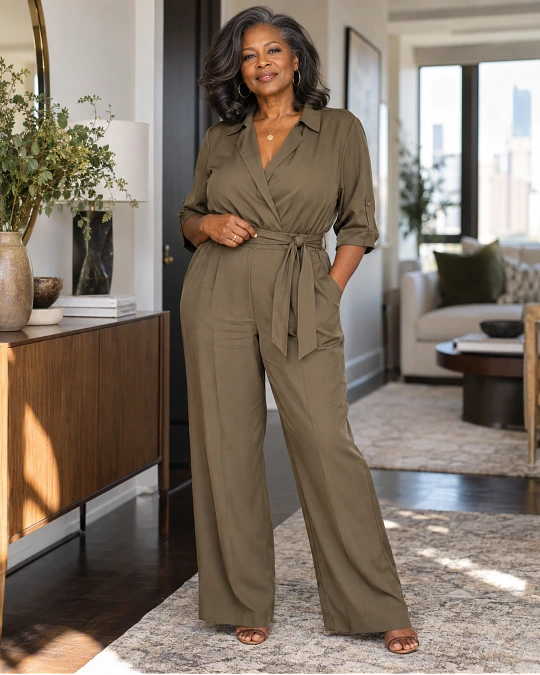 Waist placement on a jumpsuit for women over 50