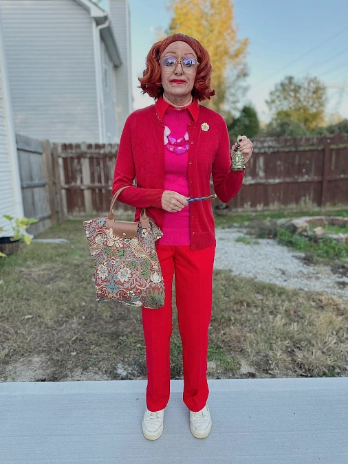 Red and Fuchsia Color-Block Look