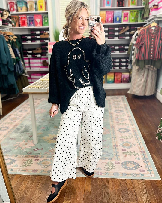 Ghost Sweater + Polka-Dot Trousers