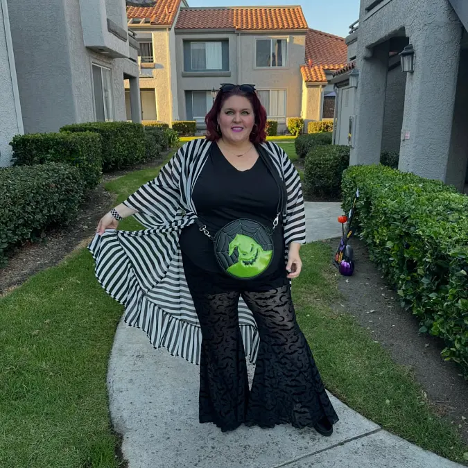 Striped Duster With Sheer Black Flares