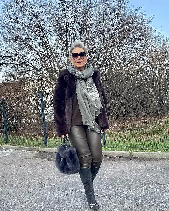 Faux Fur Jacket With Leather Pants