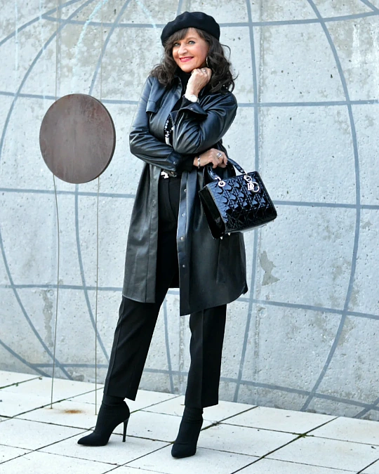All Black Leather With a Beret