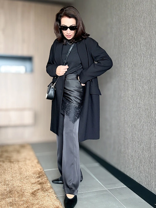Black Blazer With Satin Layers
