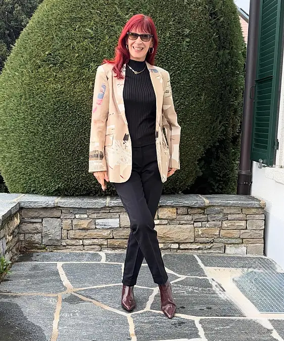 Printed Blazer With Black Separates