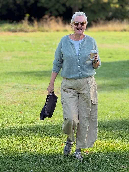 Sage Green Cardigan and Relaxed Cargo Pants