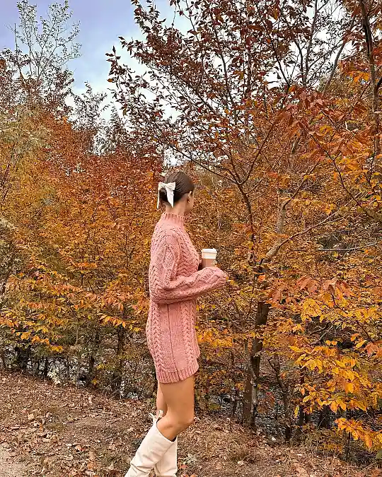 Dusty Pink Cable Knit Sweater Dress