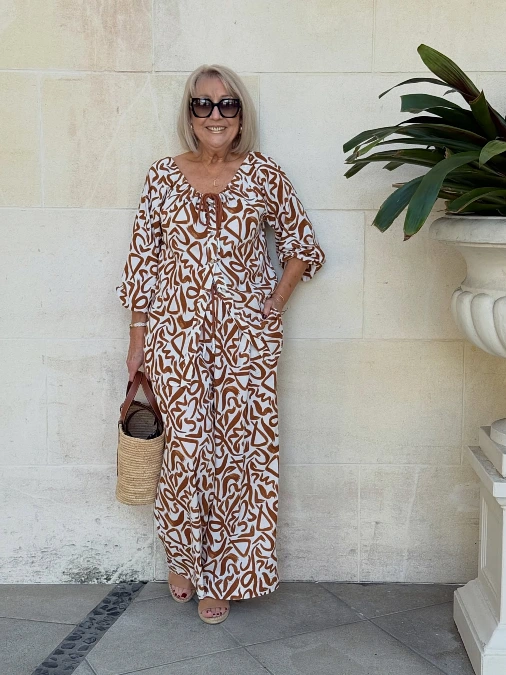 Rust Print Wide-Leg Set