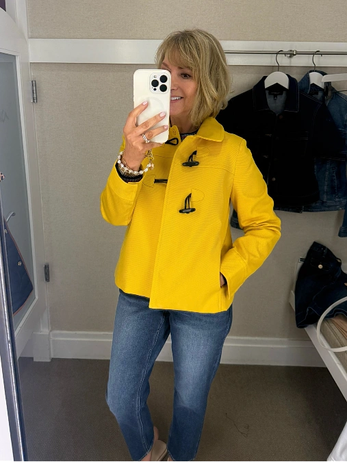 Yellow Toggle Jacket and Jeans