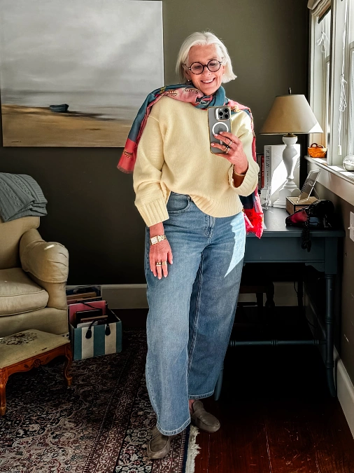 Butter Yellow Knit and Wide Jeans