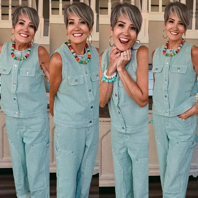 Mint Striped Vest and Pants