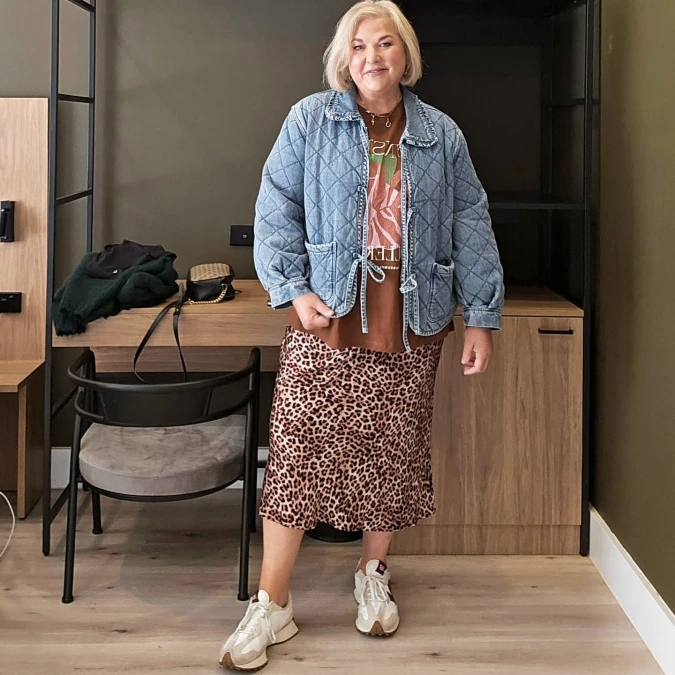 Quilted Denim and Leopard Skirt