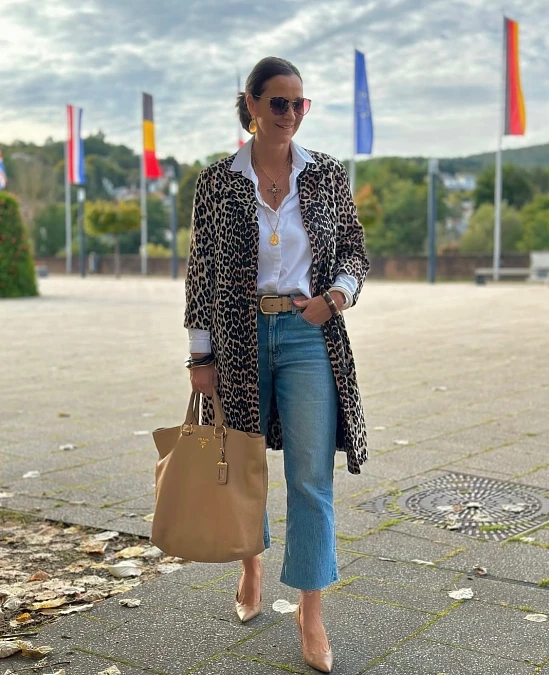 Leopard Coat and Cropped Jeans