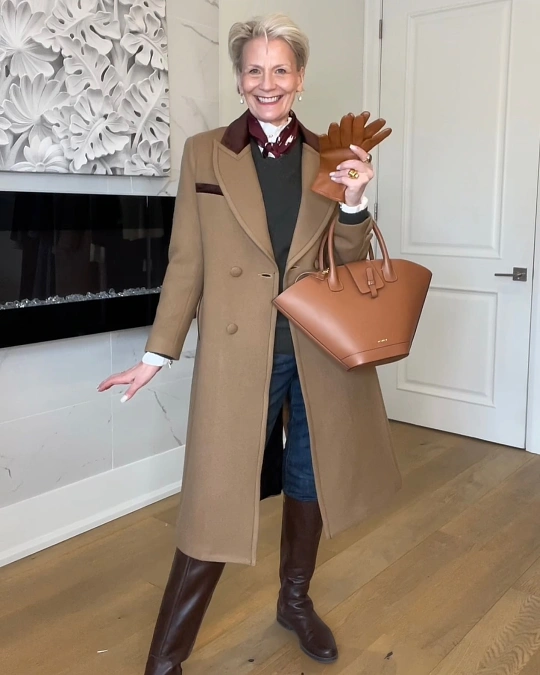 Camel Coat and Riding Boots