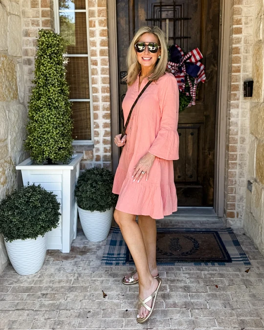 Coral Tiered Dress