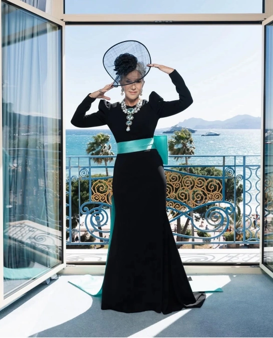 Black Gown With Turquoise Accents