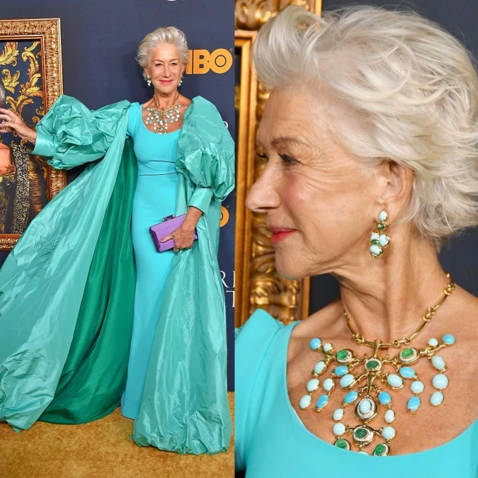 Turquoise Gown With Dramatic Volume