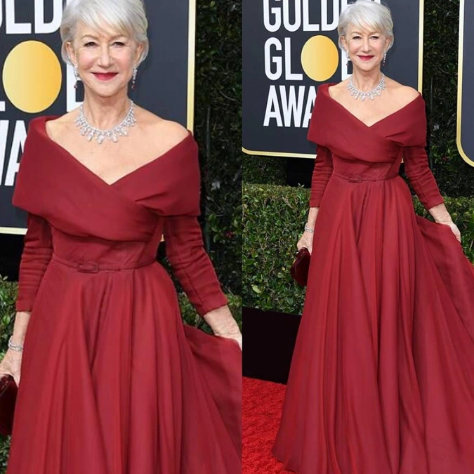 Deep Red Off-Shoulder Gown