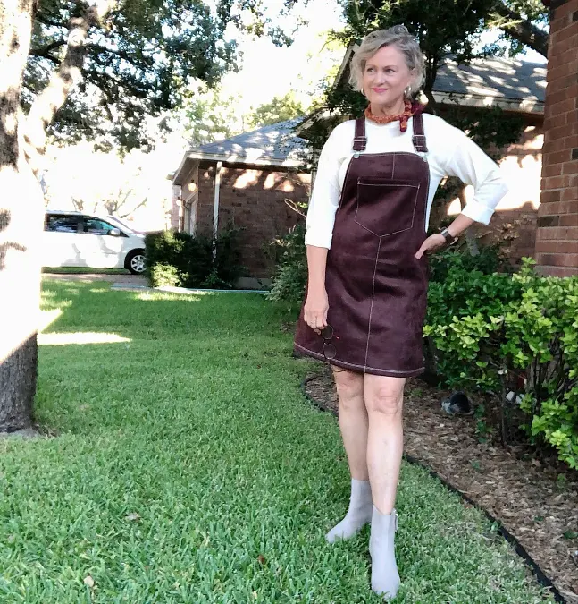 A Suede Pinafore Dress