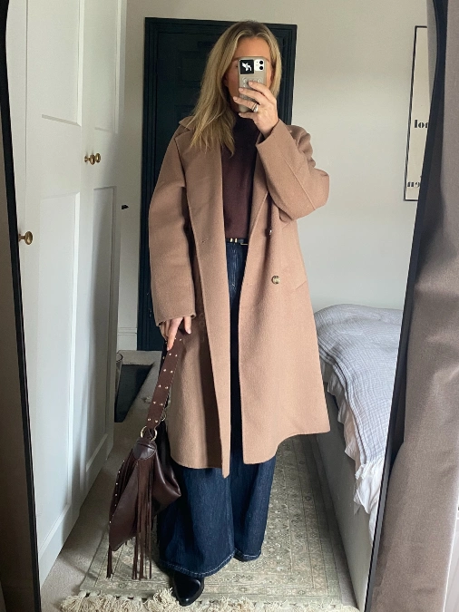 Long Coat + Wide-Leg Denim