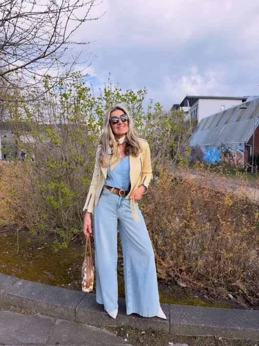 Yellow Blazer + Wide-Leg Denim