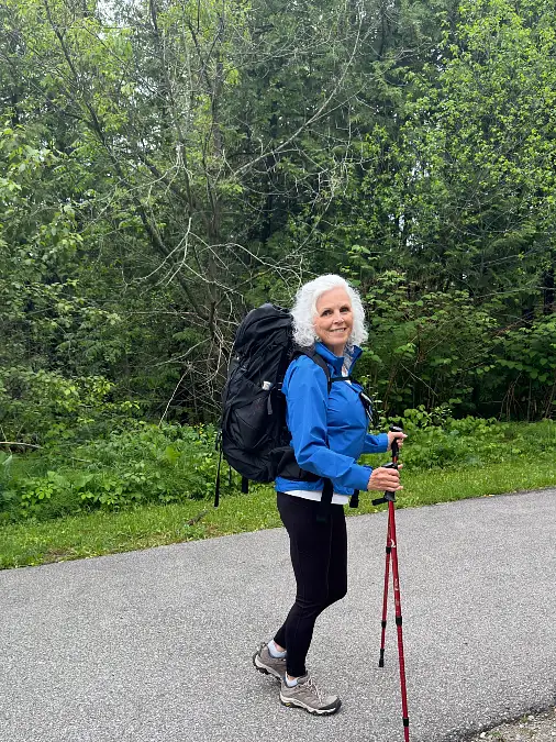 Blue Trail Jacket + Black Hiking Leggings