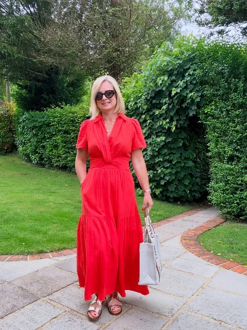 A Vibrant Red Maxi Dress