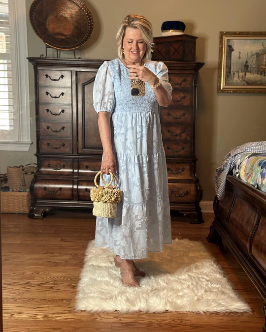 A Smocked Light Blue Dress