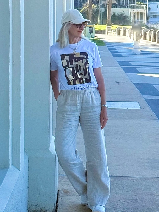 A Graphic Tee and Linen Pants