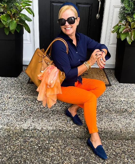 Navy and Bright Orange