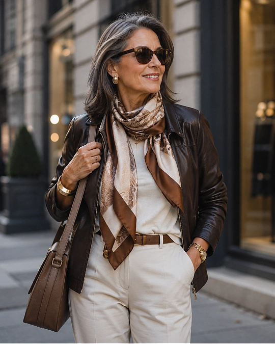 Scarves, Leather Layers, and Strong Accessories Are Doing More of the Styling