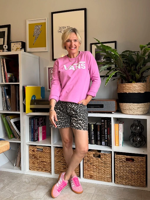 Pink Sweatshirt and Leopard Shorts
