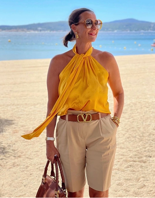 Yellow Halter Top and Bermuda Shorts