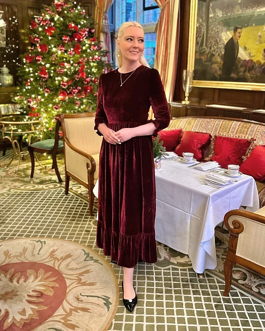 Burgundy Velvet Midi Dress