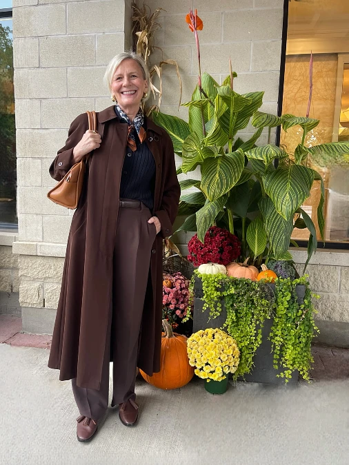 Chocolate Brown Layers and Wide-Leg Trousers