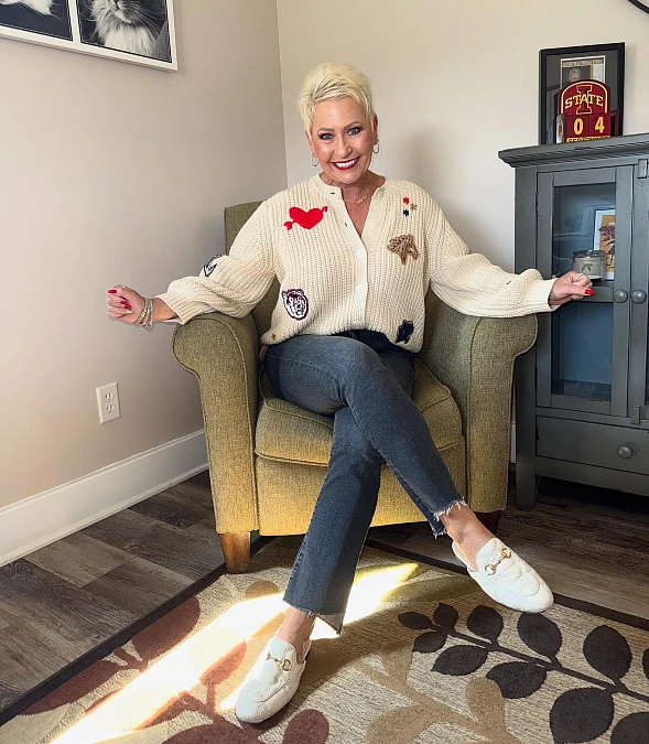 Cream Cardigan and Dark Denim