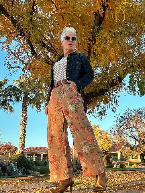 Floral Wide-Leg Pants and Denim