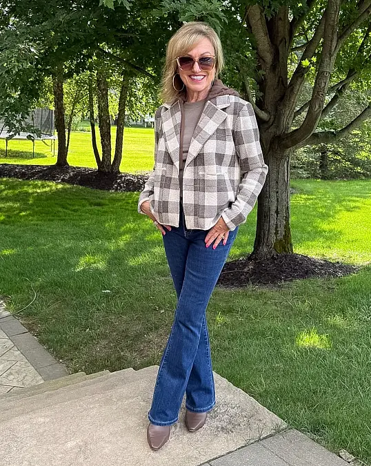 Plaid Blazer With Bootcut Jeans