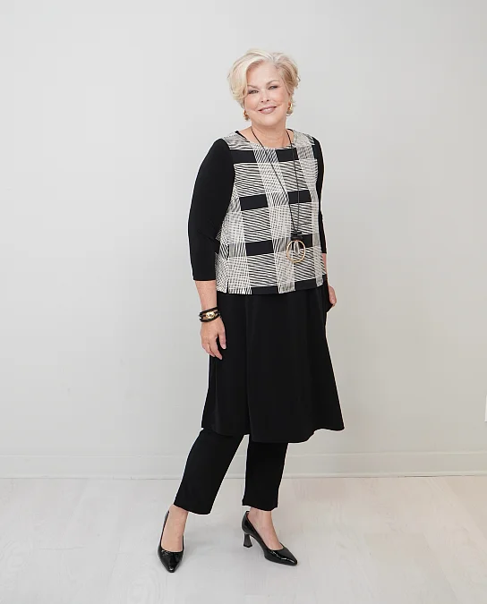 Black Layers With Graphic Plaid