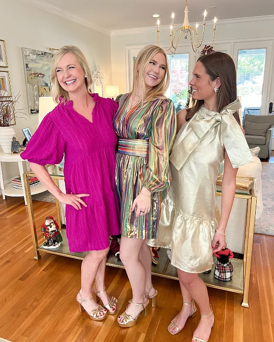 Fuchsia Party Dress With Gold Heels