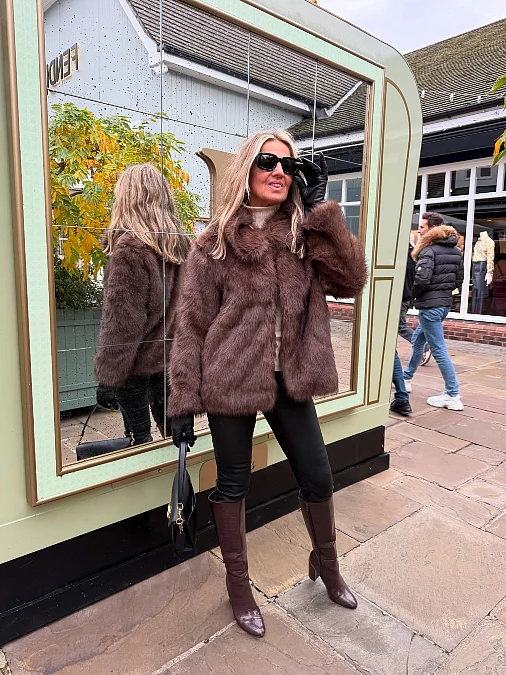 Chocolate Faux-Fur Jacket and Tall Boots