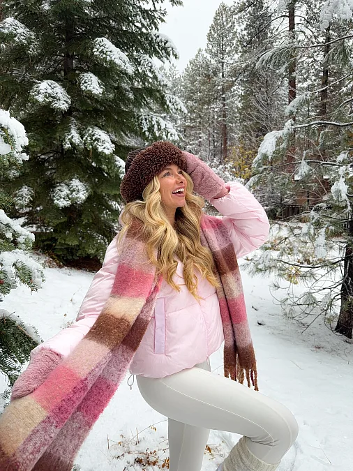 Blush Pink Layers with Warm Plaid