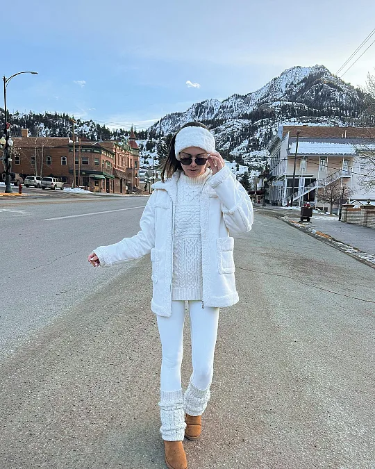 Winter White Knits with Camel Boots