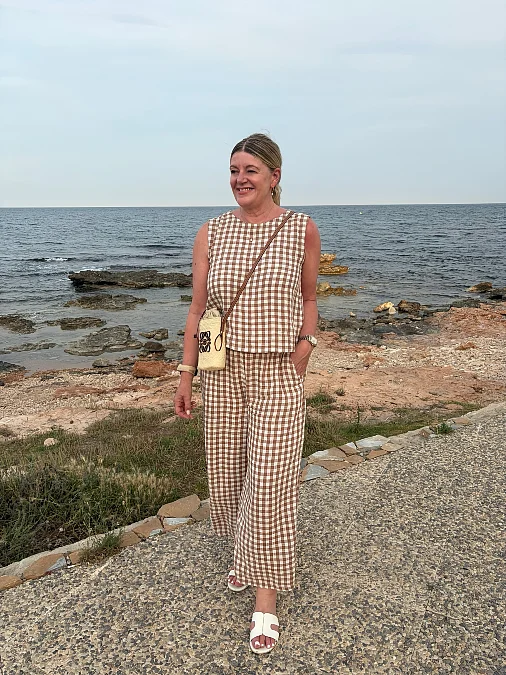 Brown Gingham Matching Set