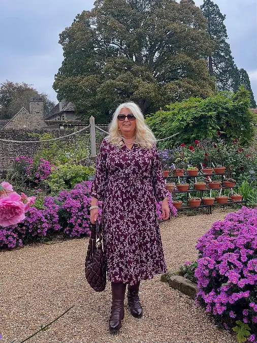 Burgundy Floral Dress and Tall Boots